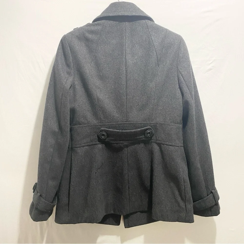 Ricki’s Vintage grey double button Peacoat Academic wool jacket women’s  size XS - Picture 9 of 10